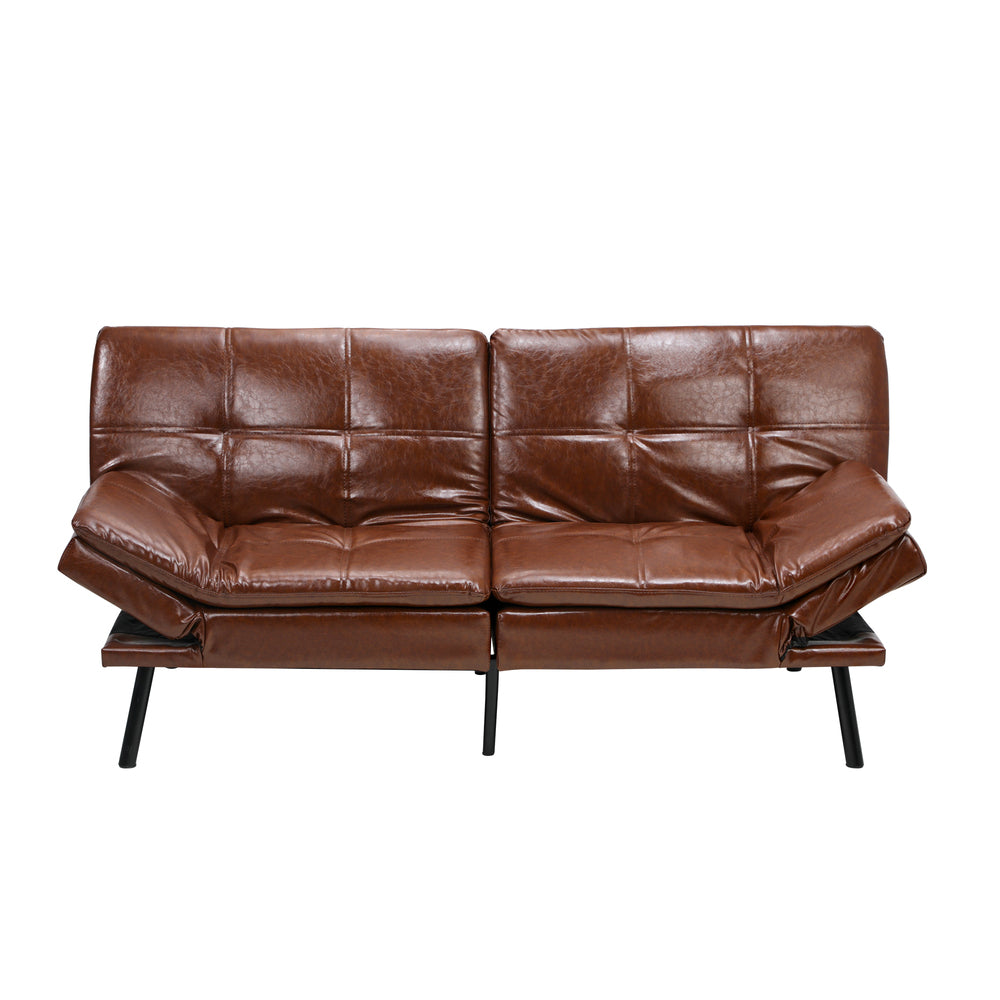 NNEED Sofa Bed Convertible Leather 3-Seater Brown-2