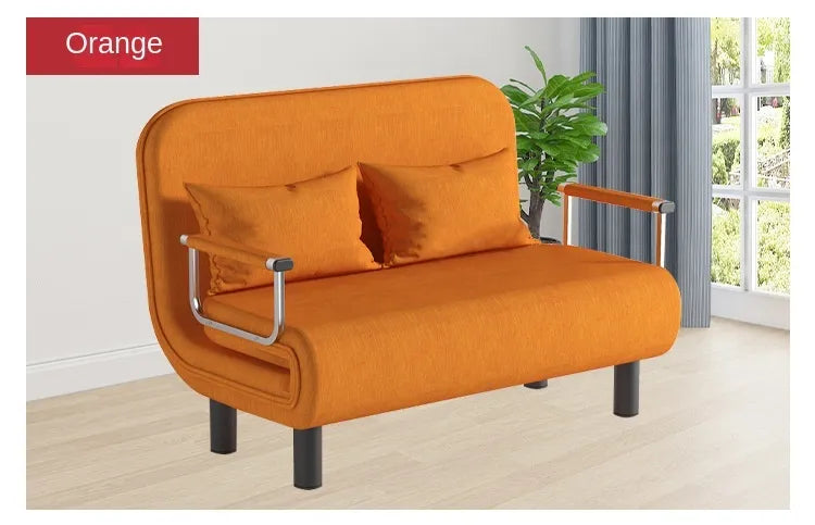 NNEOBA Orange Foldable Sofa Bed - Convertible Chair with Adjustable Height - Single Stool Design-1