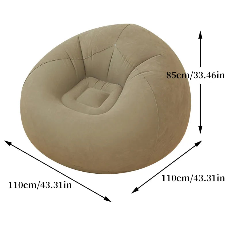 Khaki Inflatable Sofa - Portable Round Lazy Sofa Chair