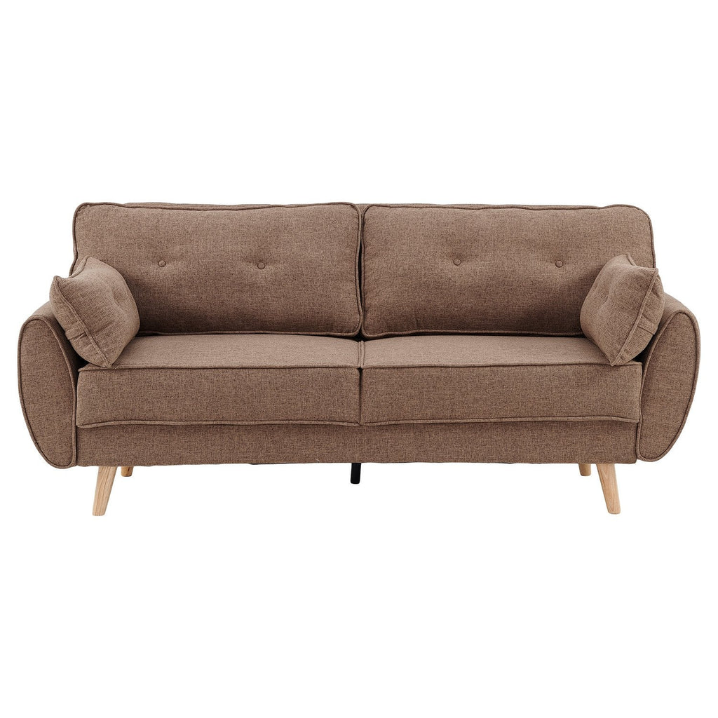 NNEDSZ Sarantino 3 Seater Modular Linen Fabric Sofa Bed Couch Futon Suite - Brown