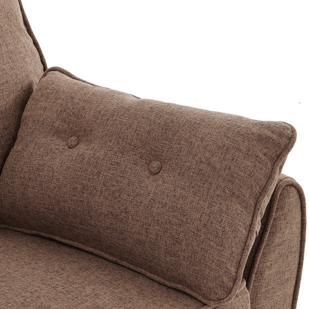 NNEDSZ Sarantino 3 Seater Modular Linen Fabric Sofa Bed Couch Futon Suite - Brown