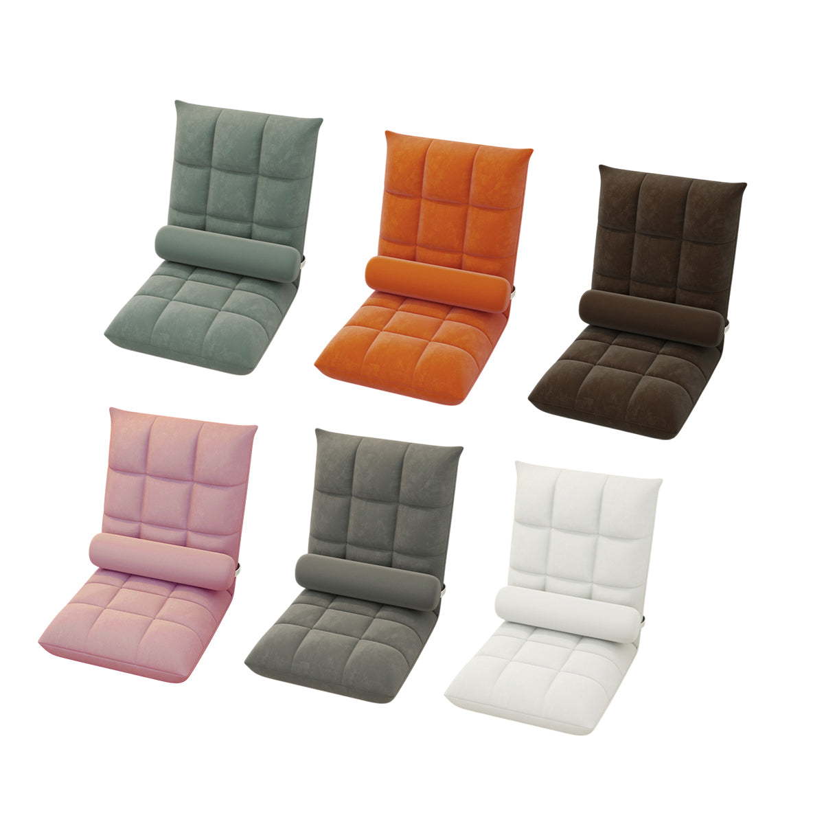 Floor Lounge Sofa Bed Chair with Lumbar Pillow Folding Adjustable Cushion - Pink-1