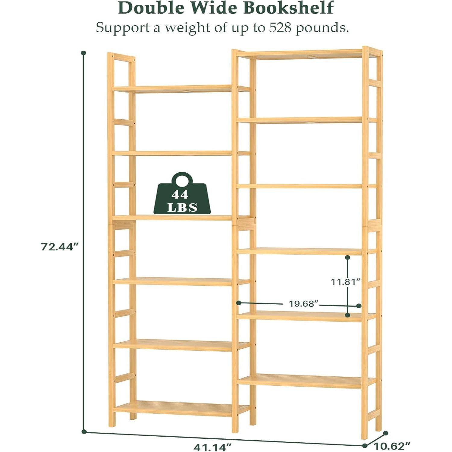 6 Ft Tall Bamboo Bookshelf For Home Office Living Room