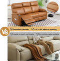 Power Reclining Sofa Brown PU Leather Independent Backrests