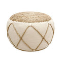Canvello Home Santorini Cotton & Jute Pouf, Natural & Ivory