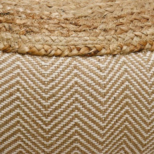 Canvello Home Santorini Cotton & Jute Pouf, Natural/Ivory