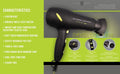 Sèche-cheveux professionnel Noir 1875W Swith multi-étapes 2 concentrateurs ioniques