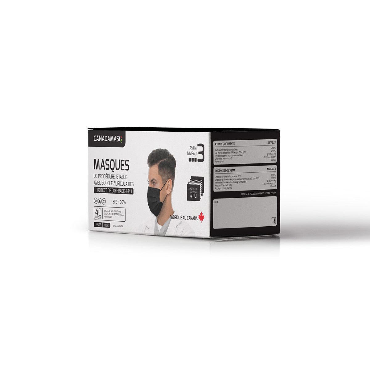 OPSWA ASTM 4-PLY ASTM LEVEL 3 PROCEDURE MASK - Adult (BLACK)