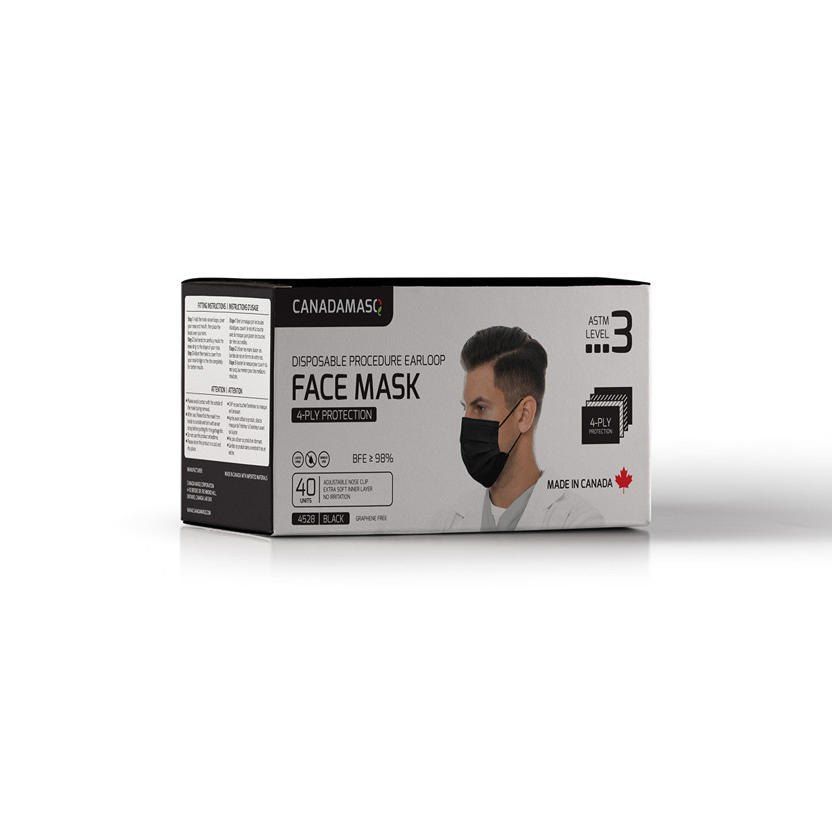 OPSWA ASTM 4-PLY ASTM LEVEL 3 PROCEDURE MASK - Adult (BLACK)