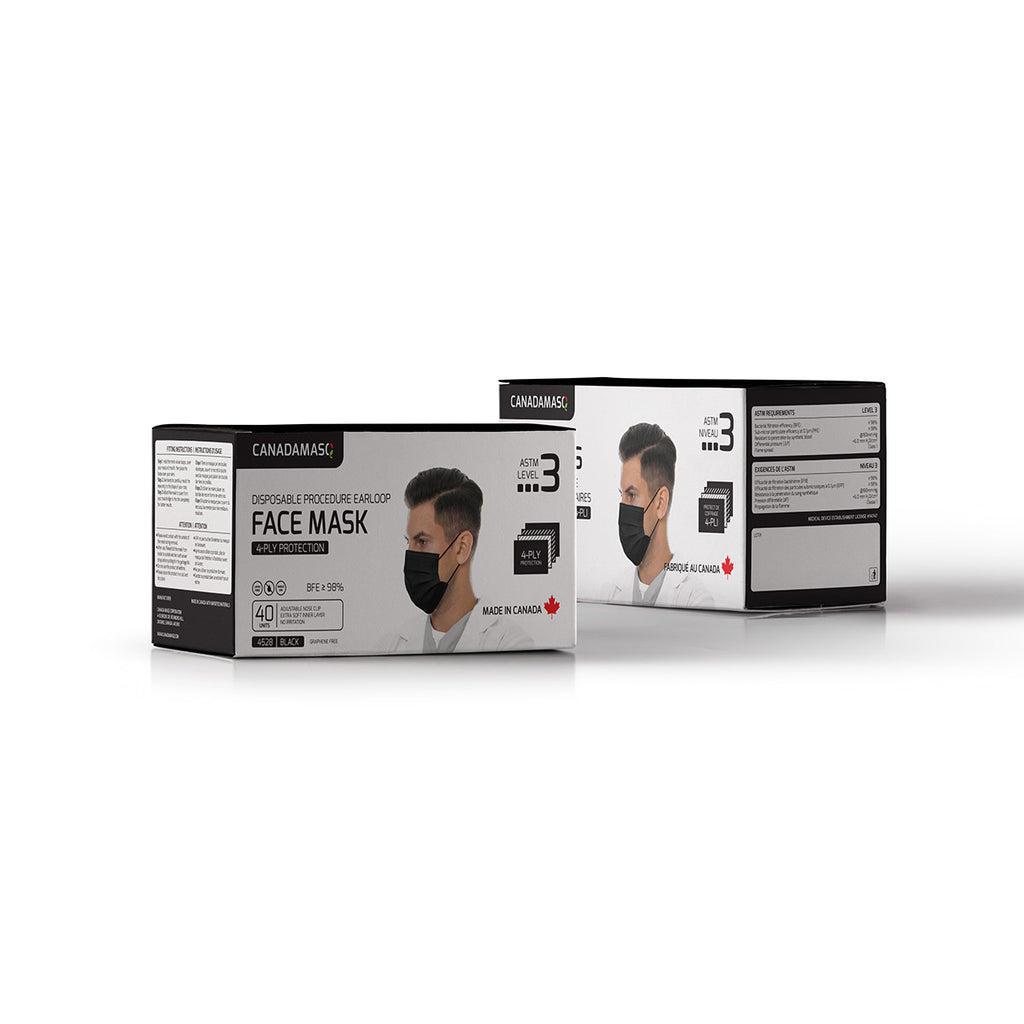 OPSWA ASTM 4-PLY ASTM LEVEL 3 PROCEDURE MASK - Adult (BLACK)