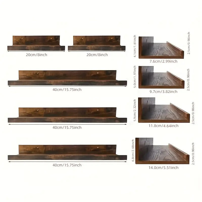 Wooden Floating Wall Shelf Set (5pcs)