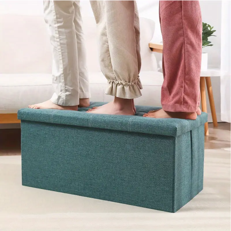 Linen Foldable Storage Stool Chair Box