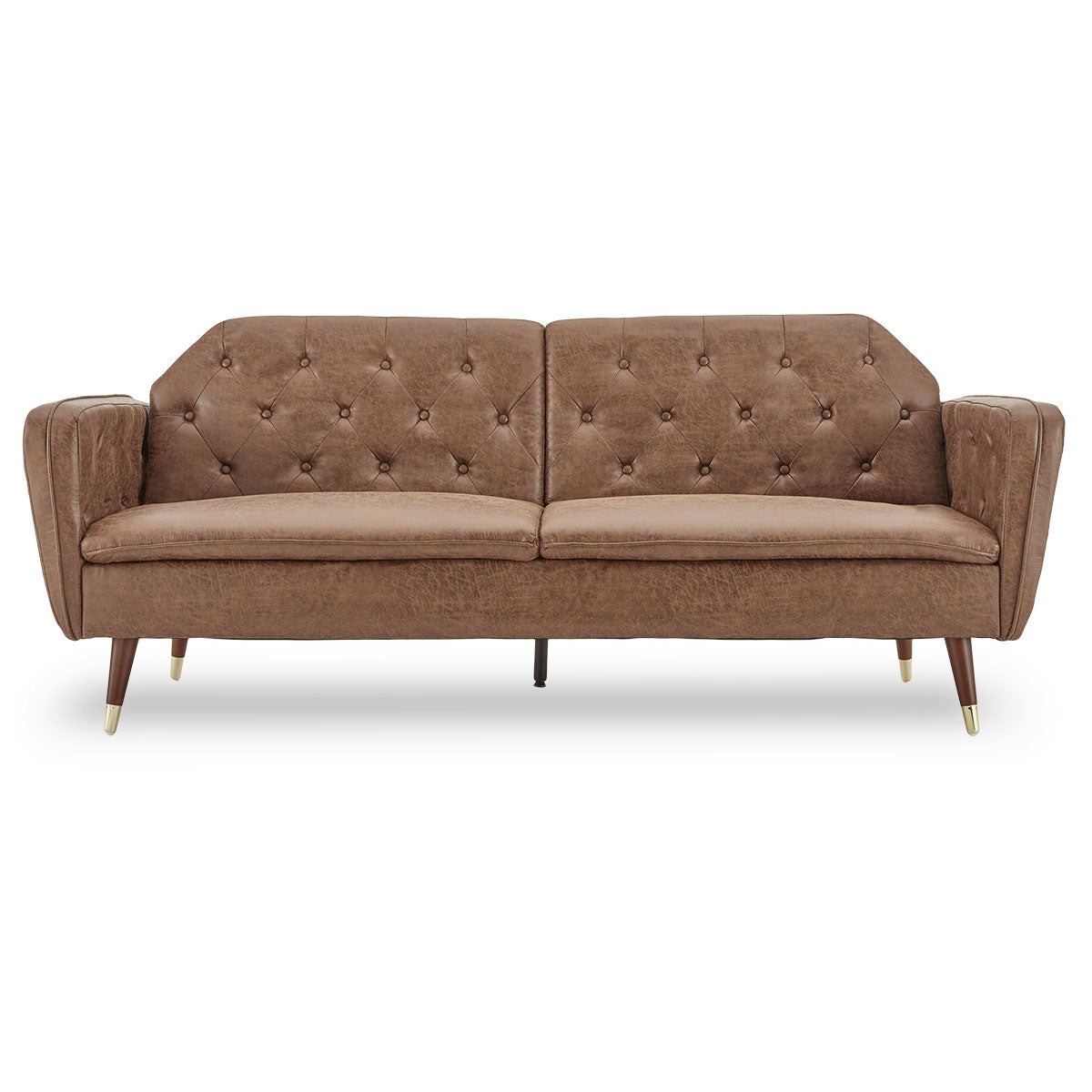 NNEDPE Sarantino Faux Velvet Tufted Sofa Bed Couch Futon - Brown