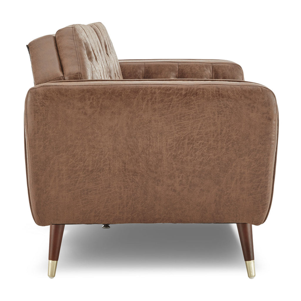 NNEDPE Sarantino Faux Velvet Tufted Sofa Bed Couch Futon - Brown