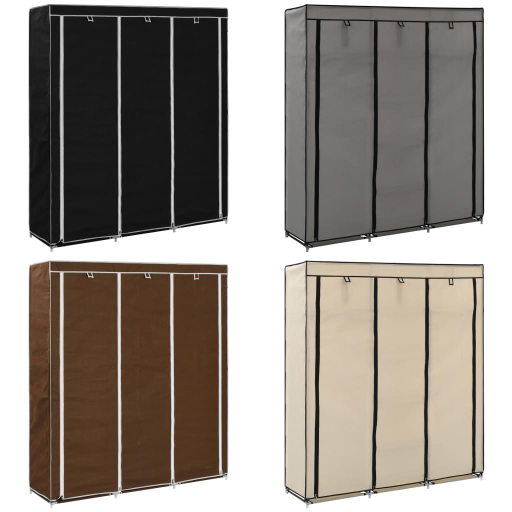 vidaXL Clothing Rack Storage Wardrobe Closet with Compartments and Rods Fabric