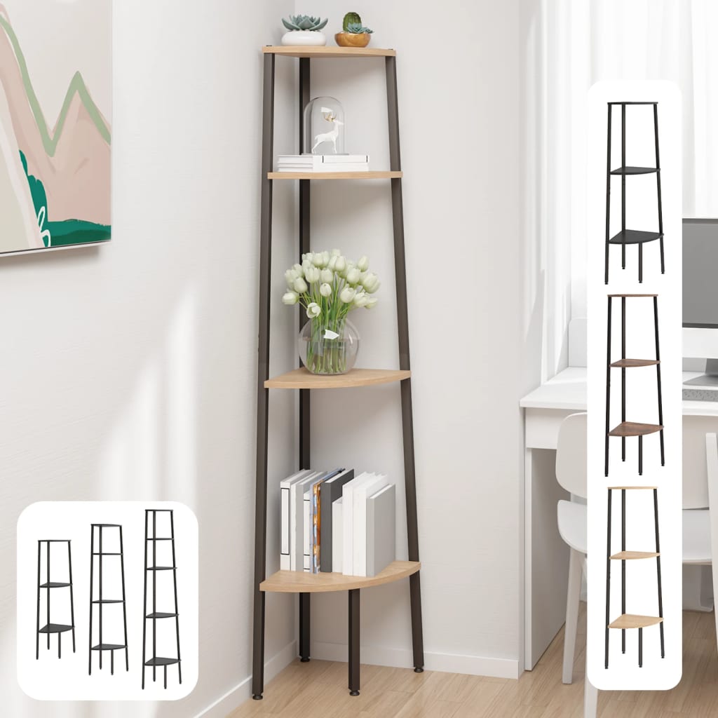 vidaXL 5-Tier Corner Shelf Storage Display Bookshelf for Home Living Room